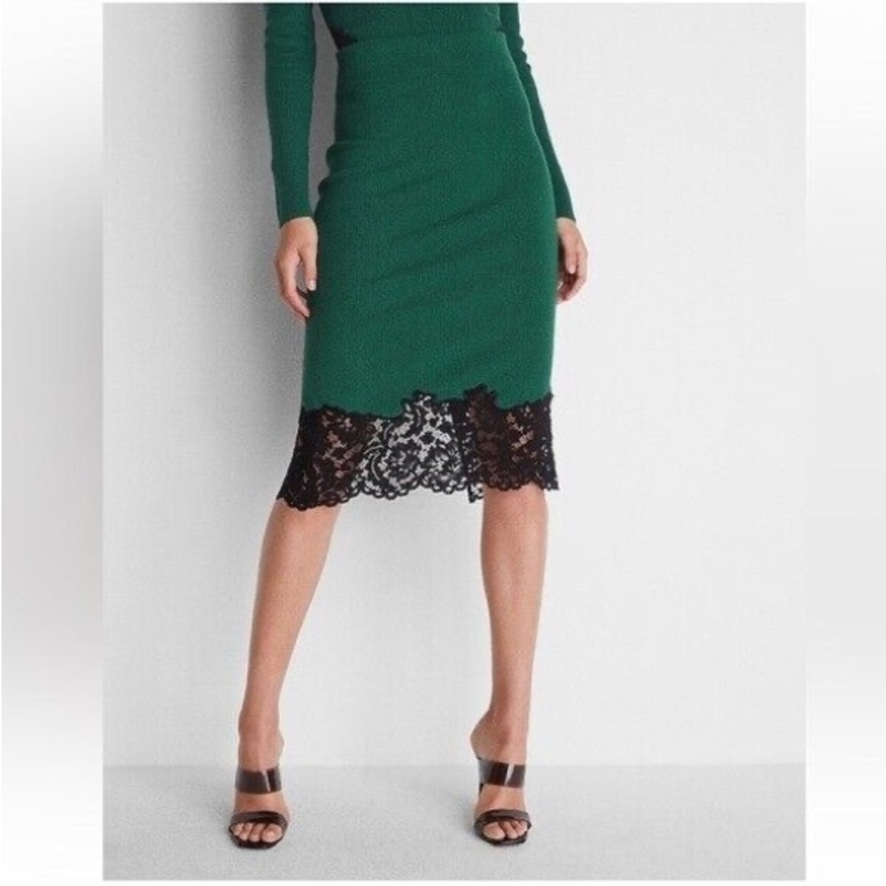 Express Green Lace Skirt